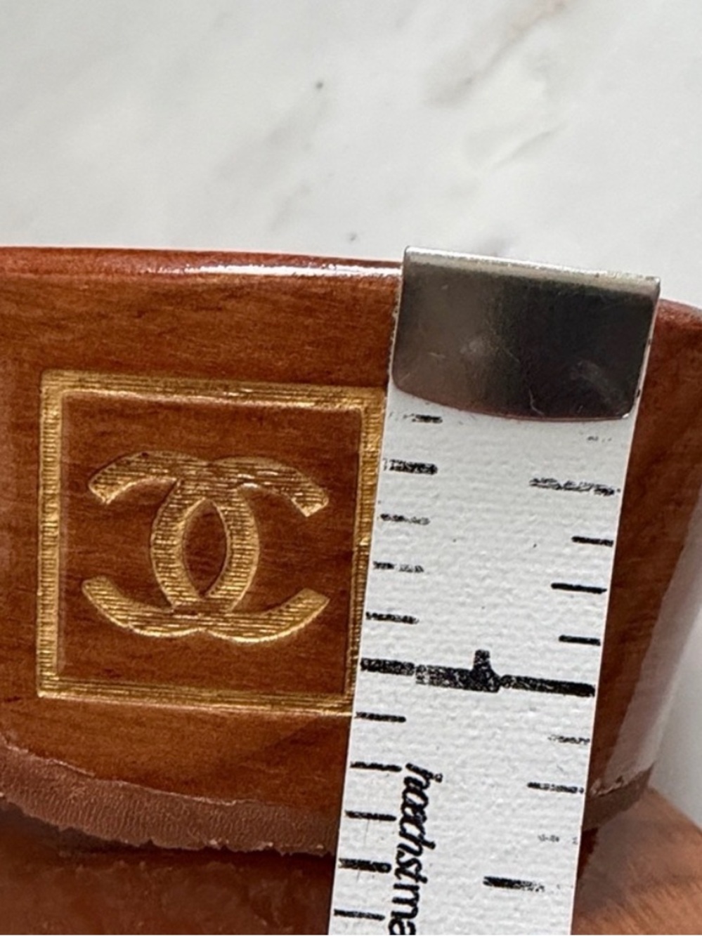 CHANEL Wood Slide Sandals with Gold CC Hardware Size 36 - Picture 12 of 12